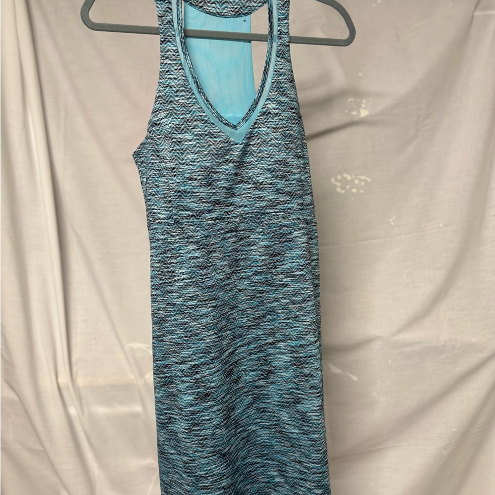 Sporty Blue Patterned Mini Dress